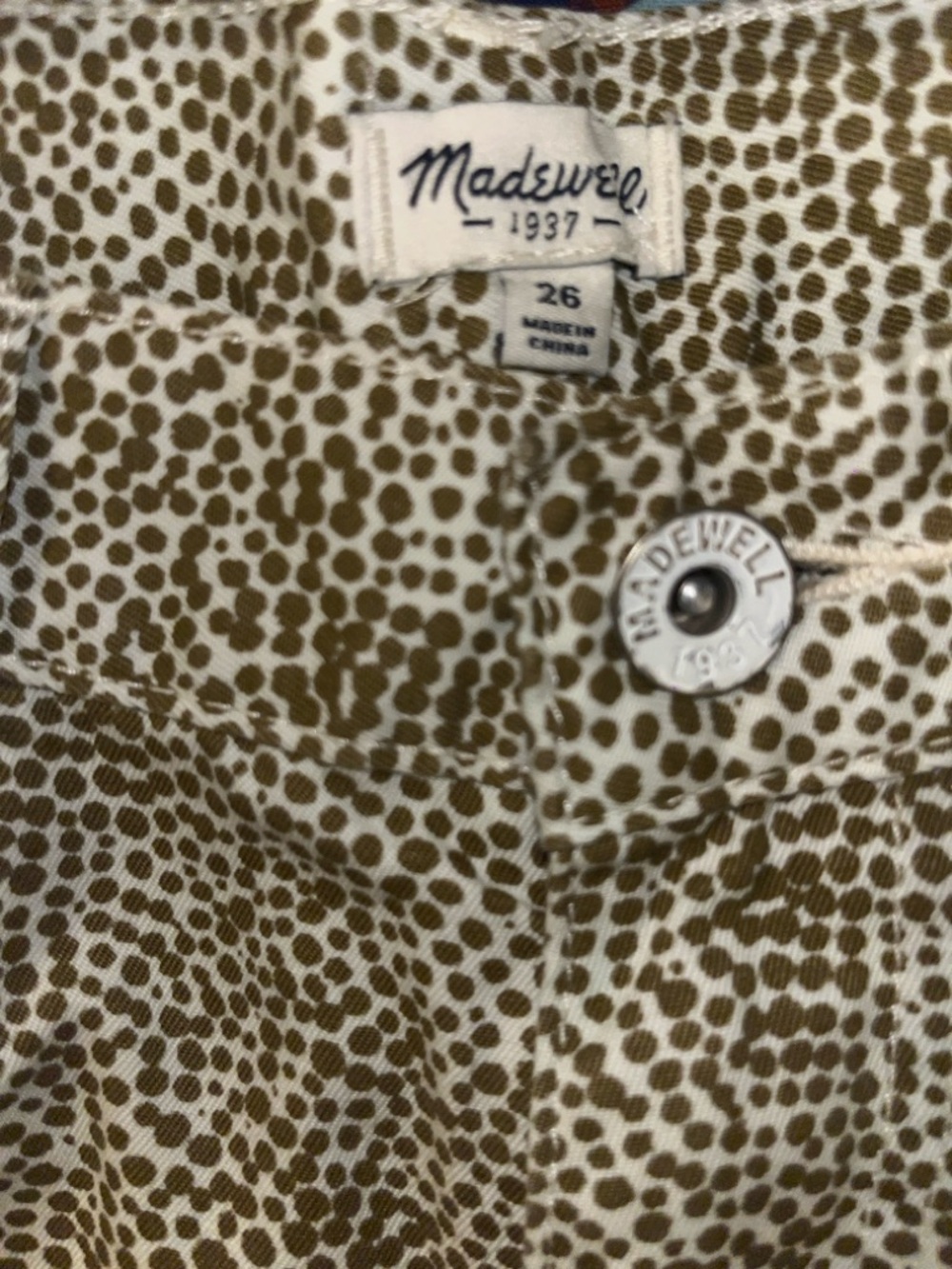 Madewell Olive Green Speckled Cotton Denim Shorts - Picture 3 of 4
